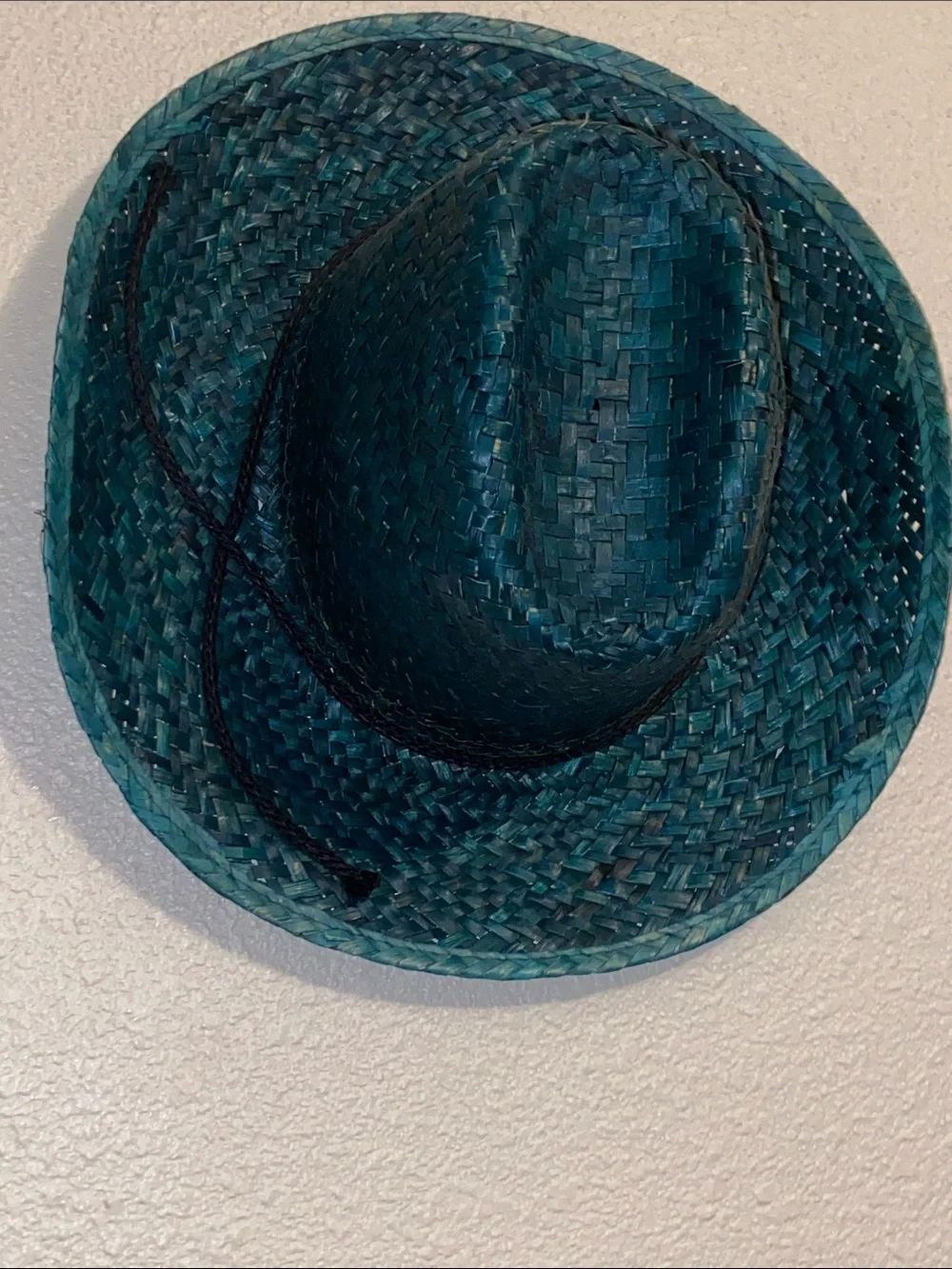 Teal Woven Straw Fedora with Braided Band